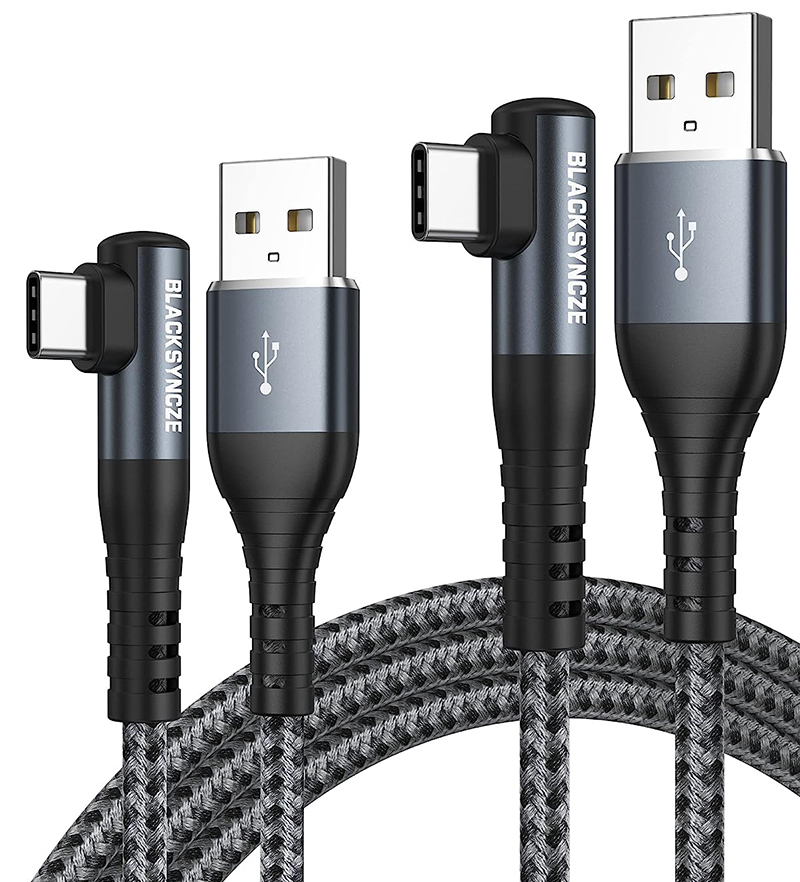 Test Câble USB C Charge Rapide Nylon Tressé USB C à Angle Droit pour Samsung Galaxy
