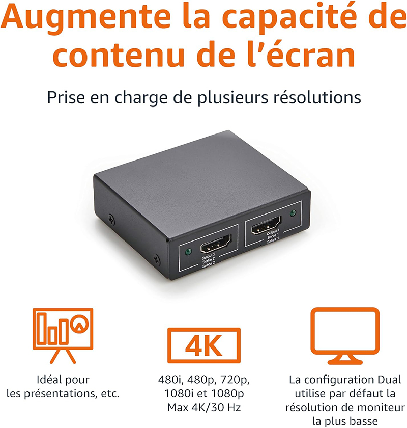 Details Avis Amazon Basics Répartiteur HDMI 1 entrée-2 Sorties 4K@30Hz Le Test Complet pour Savoir s'il Faut l'Acheter