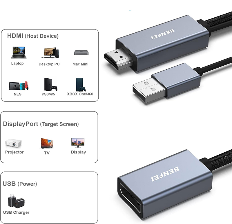 Details Avis Benfei Adaptateur HDMI vers DisplayPort Le Test Complet pour Savoir s'il - Faut l'Acheter