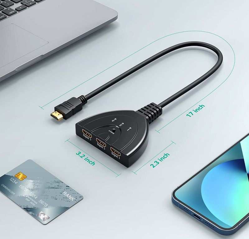 Dimensions Avis GANA Switch HDMI 3 Entrées 1 Sortie Le Test Complet pour Savoir s'il Faut l'Acheter