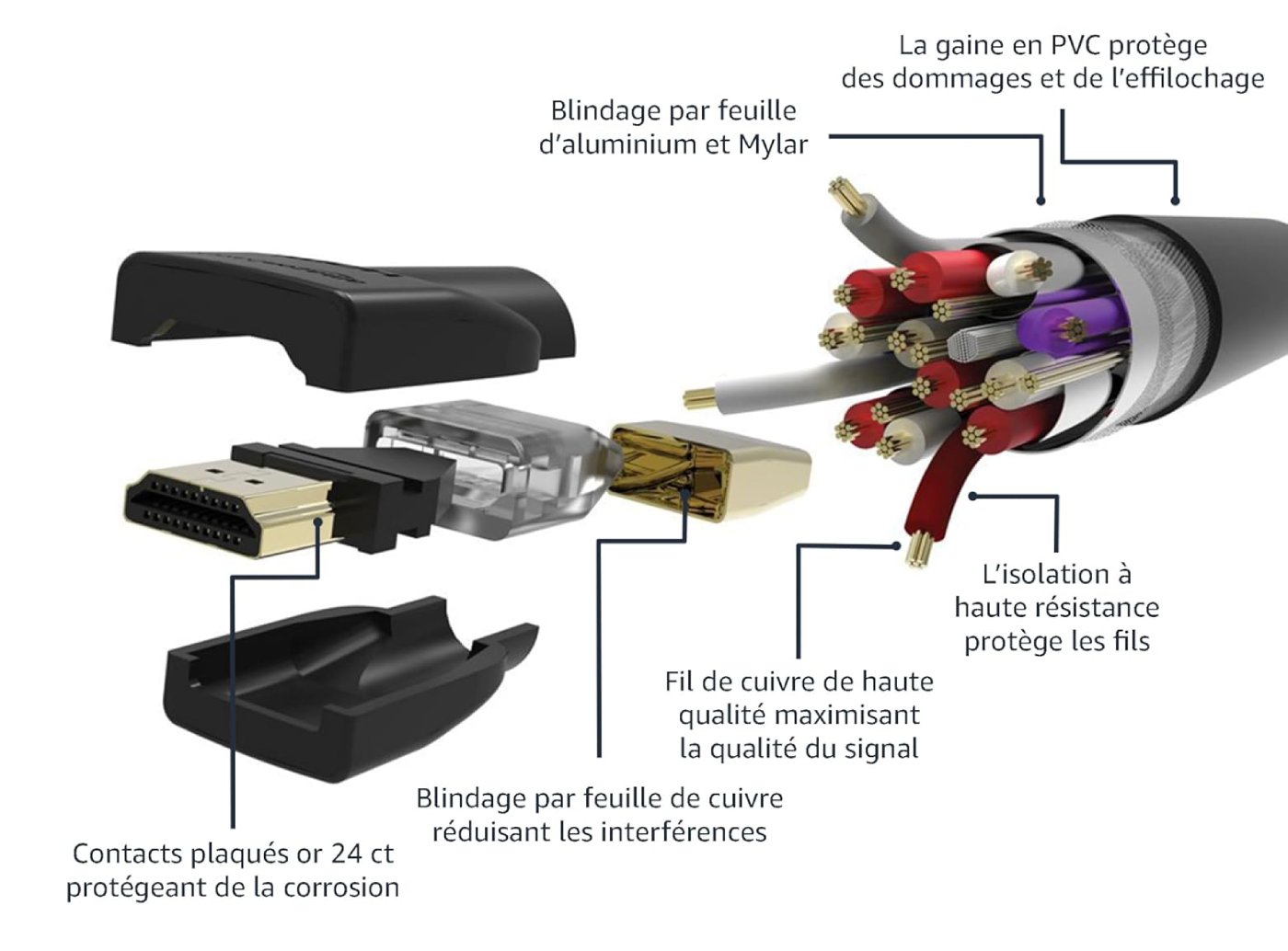 Caractéristiques Techniques Clés de l'Amazon Basics Câble HDMI 2.0