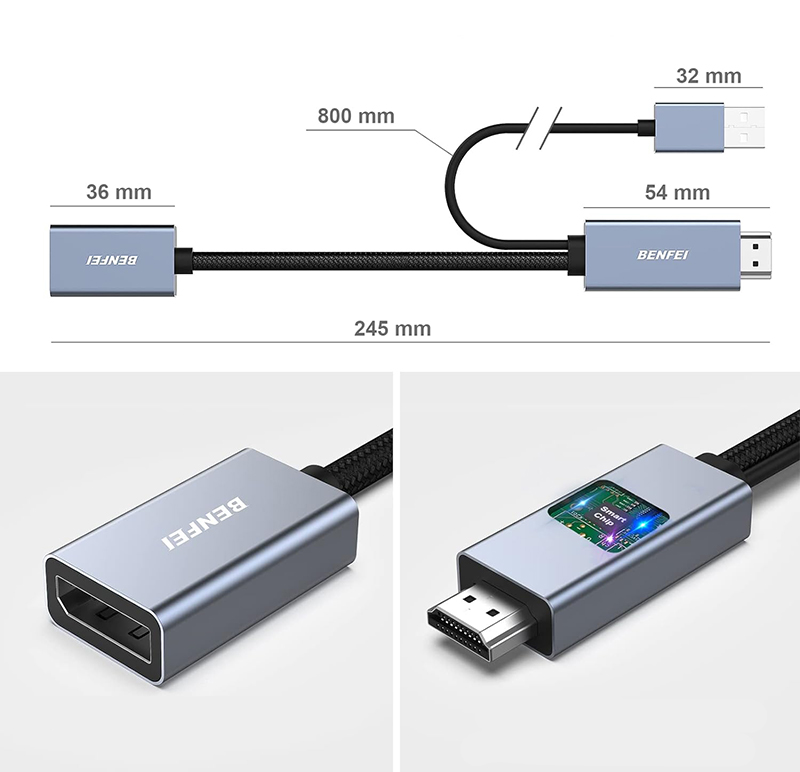 Dimensions Avis Benfei Adaptateur HDMI vers DisplayPort Le Test Complet pour Savoir s'il - Faut l'Acheter